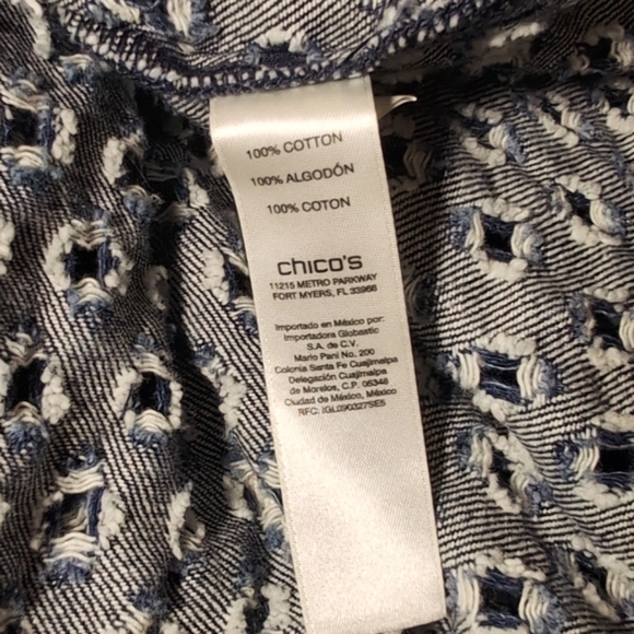 Sz 2/L Chicos Fringe Denim Open Jacket - Picture 7 of 9